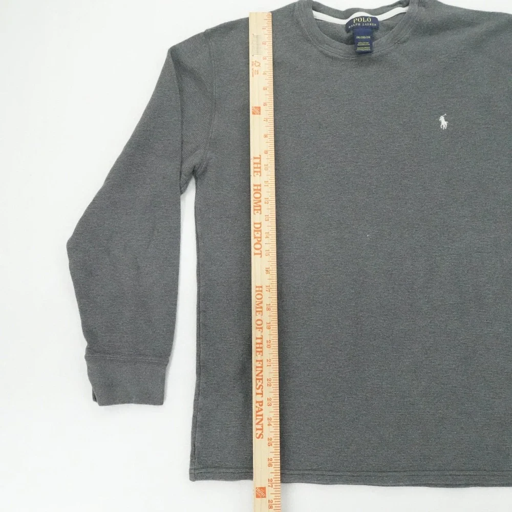 Polo Ralph Lauren Thermal Shirt Mens 2XL Gray Long Sleeve Waffle Knit Crew Neck